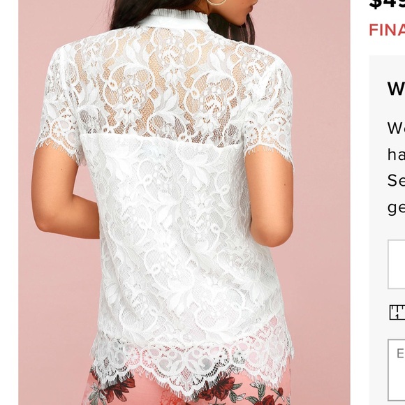 WHITE LACE TIE-NECK TOP! - Picture 2 of 8